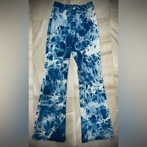 Women’s Tiger Mist Blue Tie-Dye Flare Leg Jeans